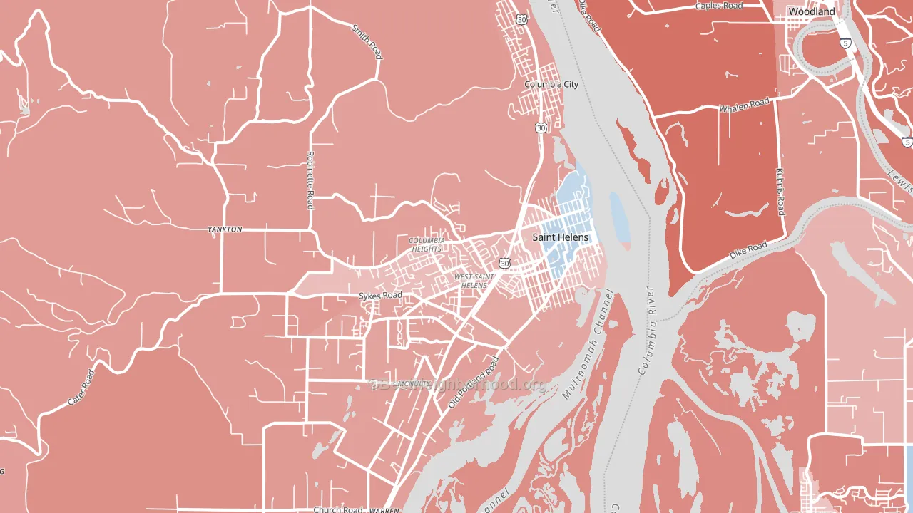 97051, OR block-group political-lean map