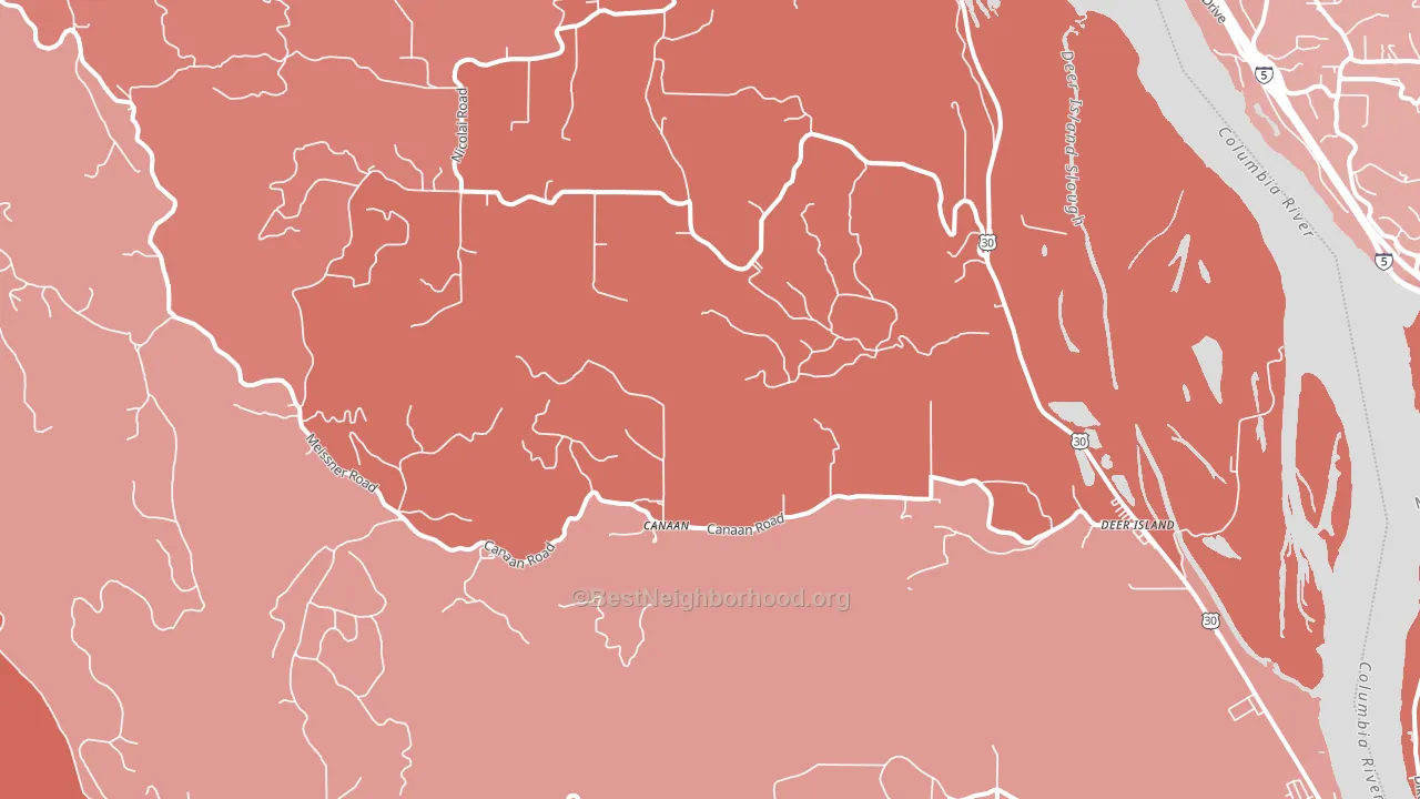 97054, OR block-group political-lean map
