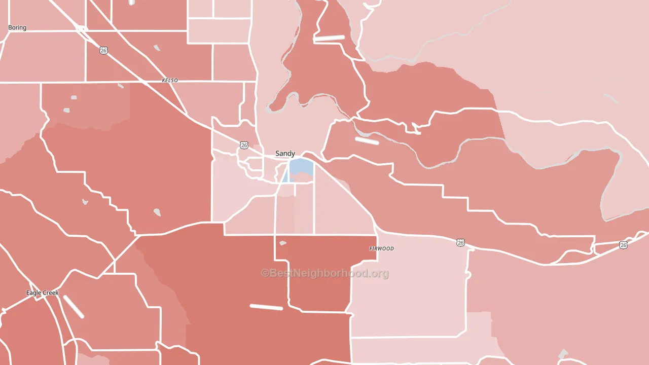 97055, OR block-group political-lean map