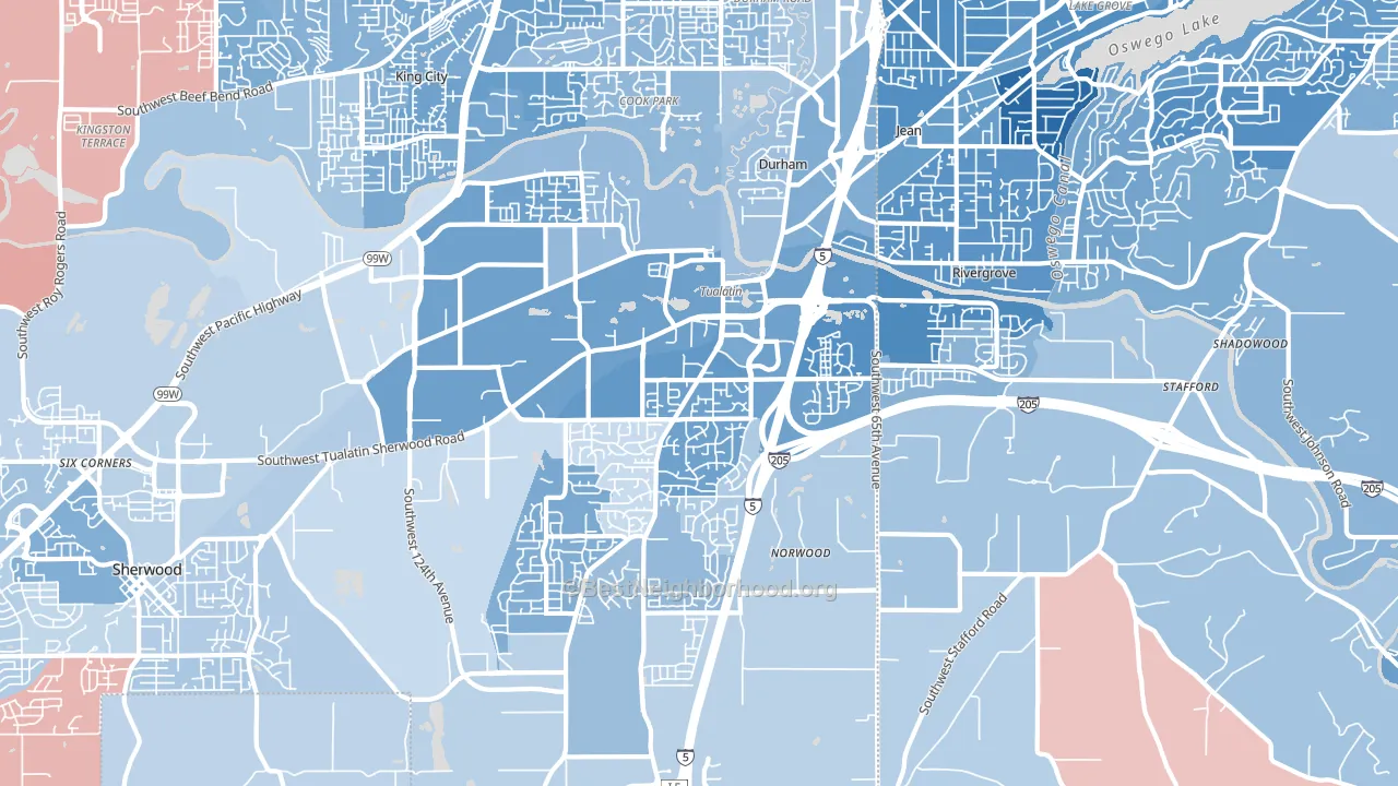 97062, OR block-group political-lean map
