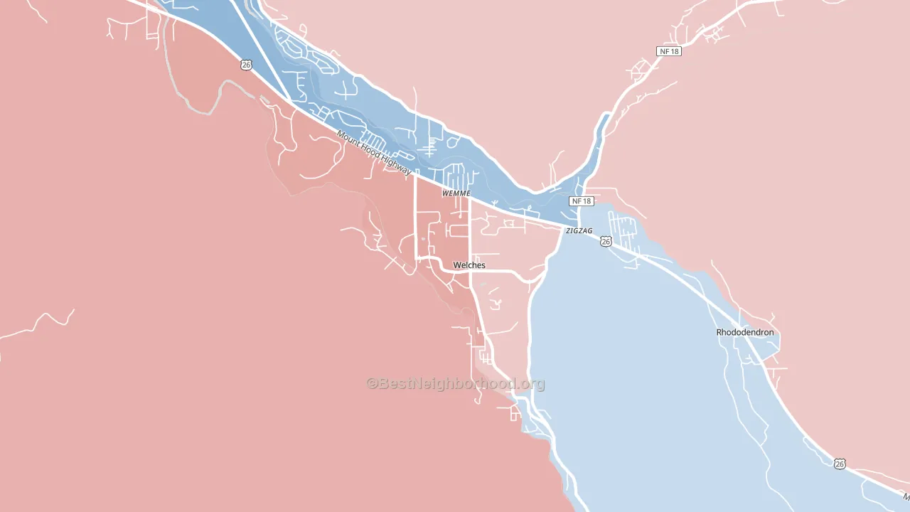 97067, OR block-group political-lean map