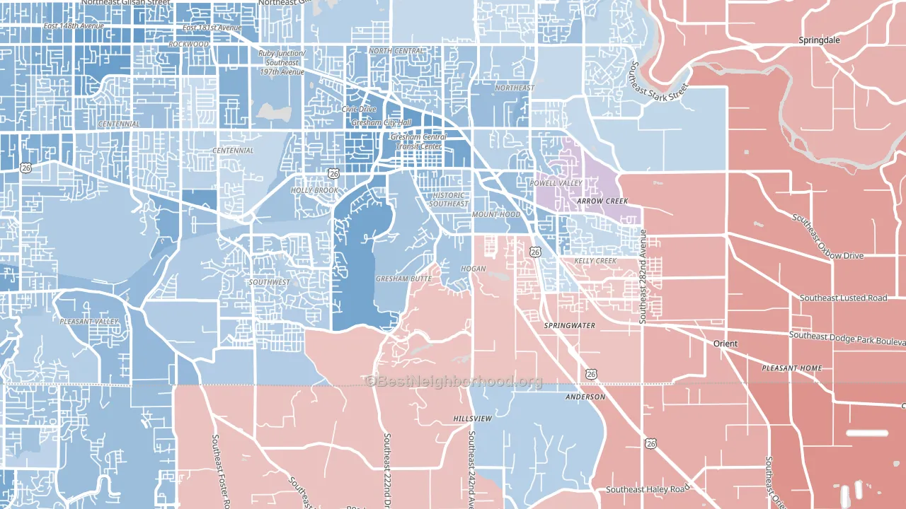 97080, OR block-group political-lean map