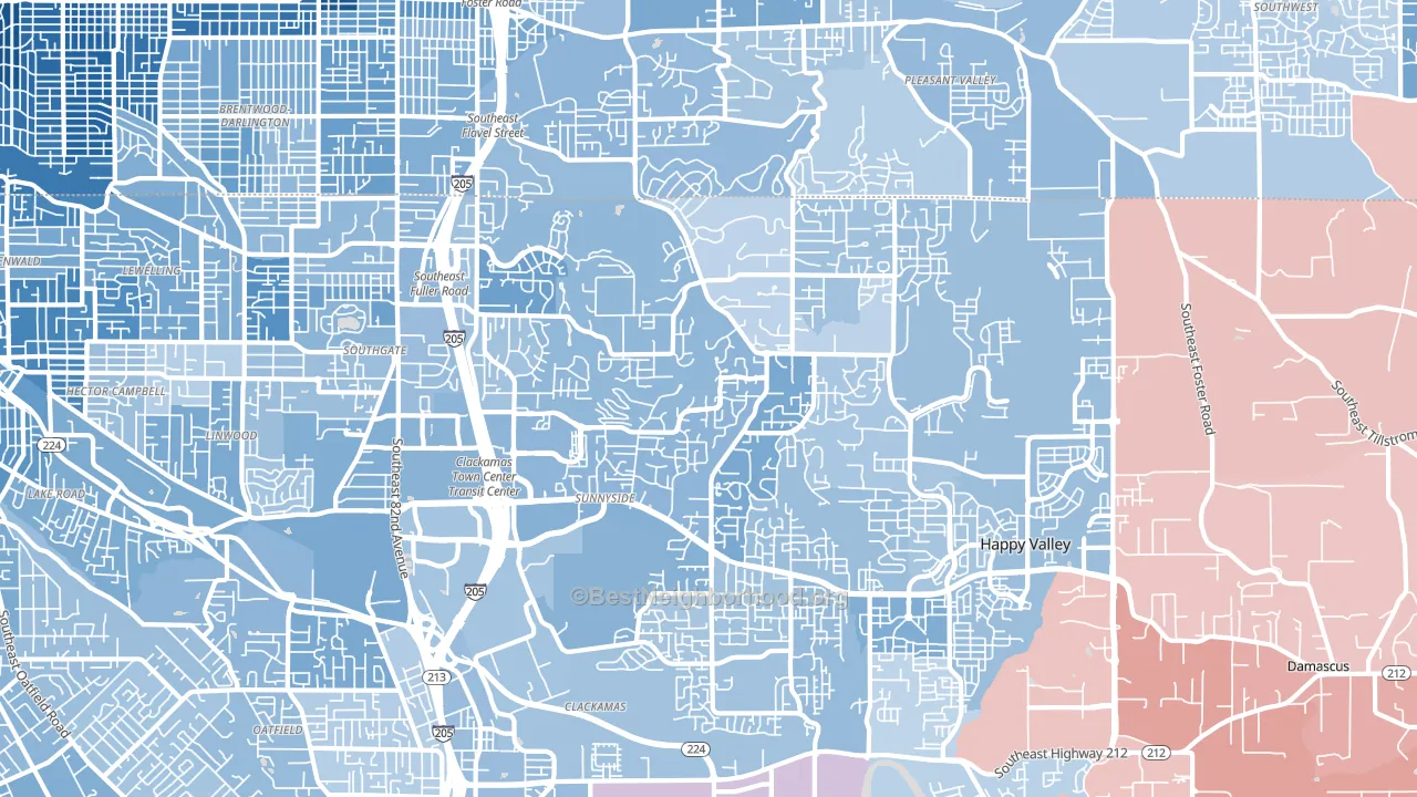 97086, OR block-group political-lean map