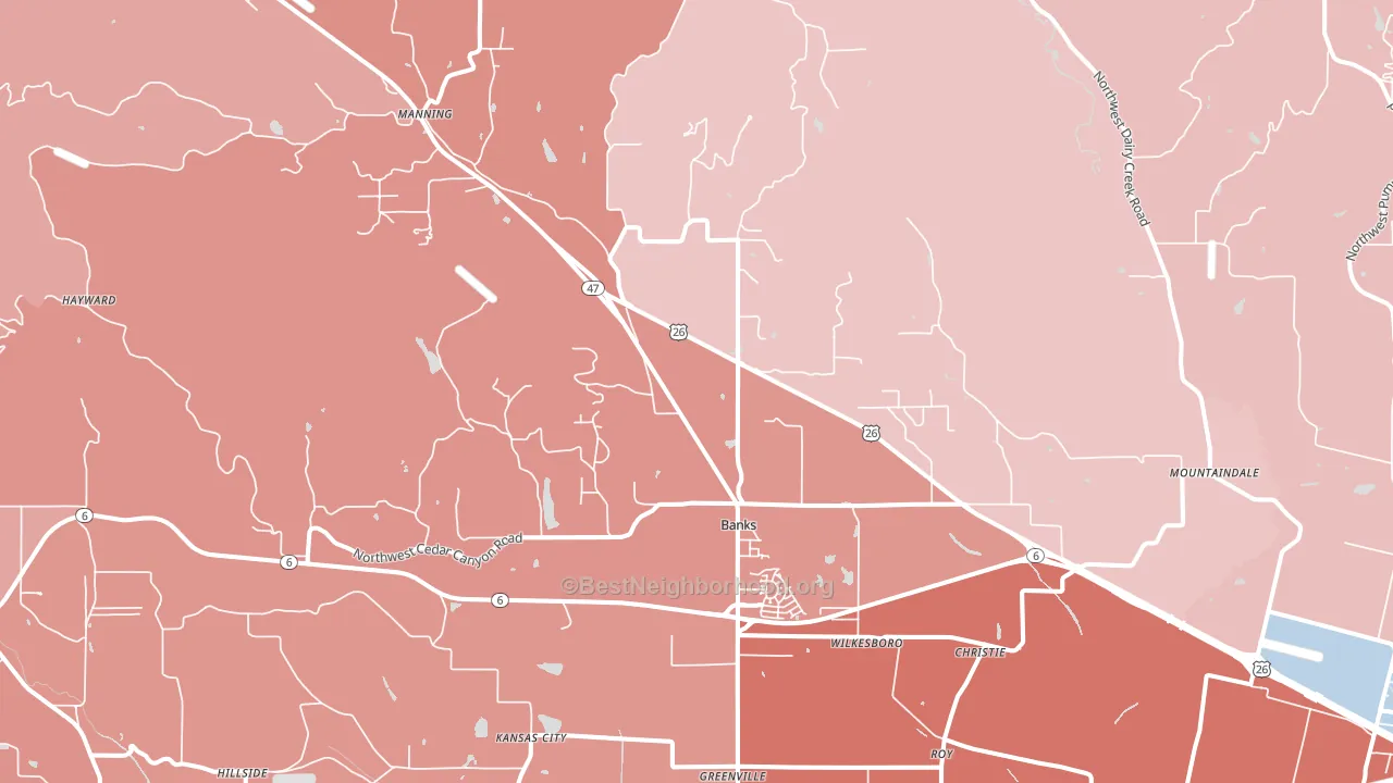97106, OR block-group political-lean map