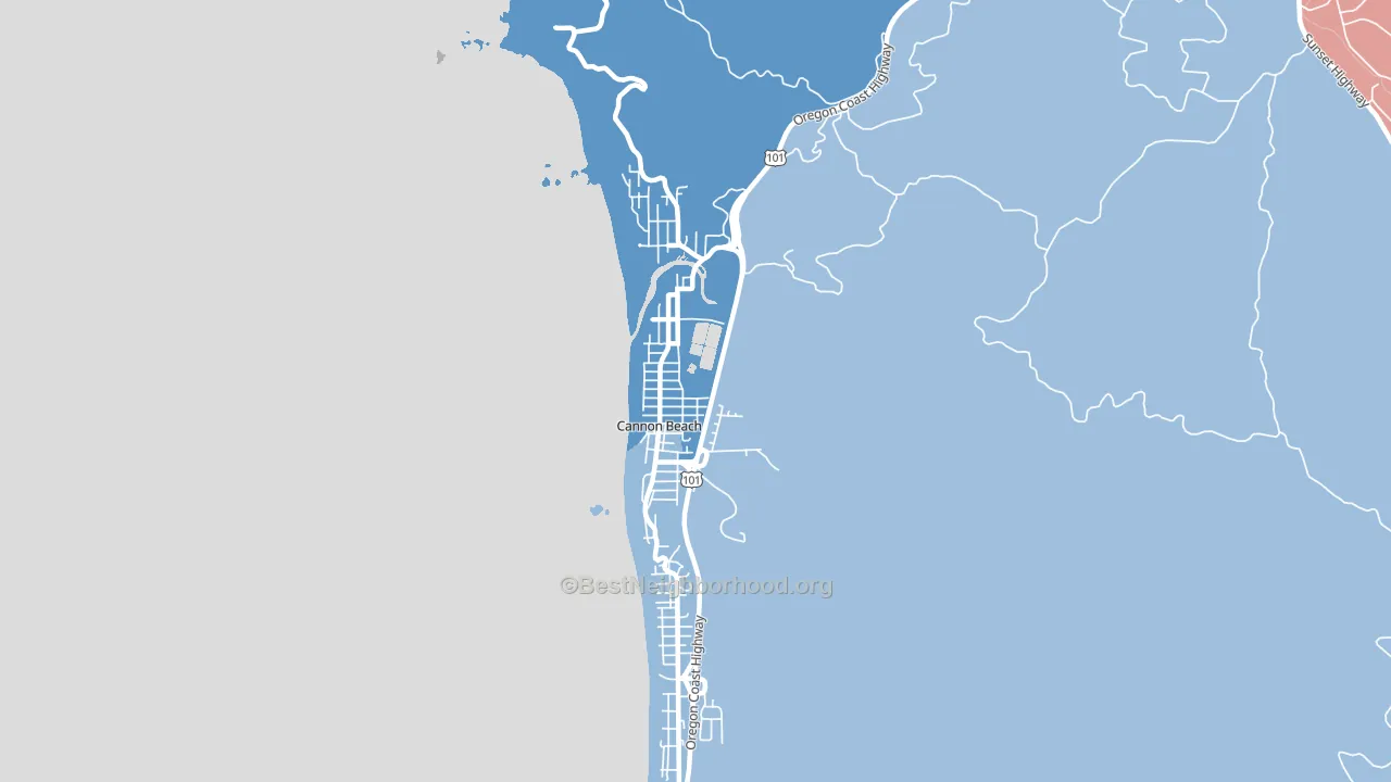 97110, OR block-group political-lean map