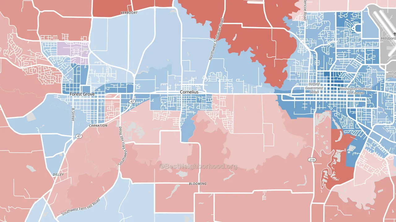 97113, OR block-group political-lean map