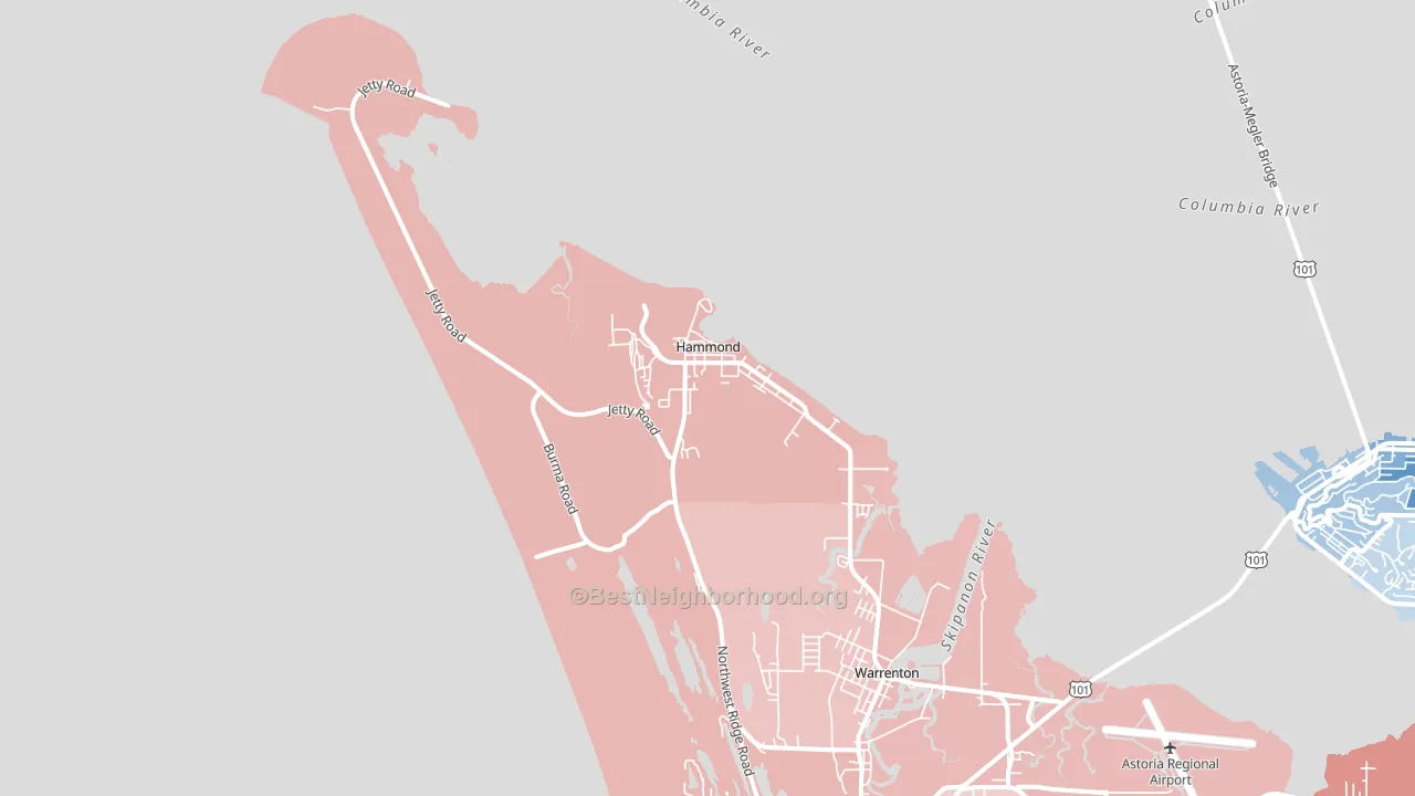 97121, OR block-group political-lean map