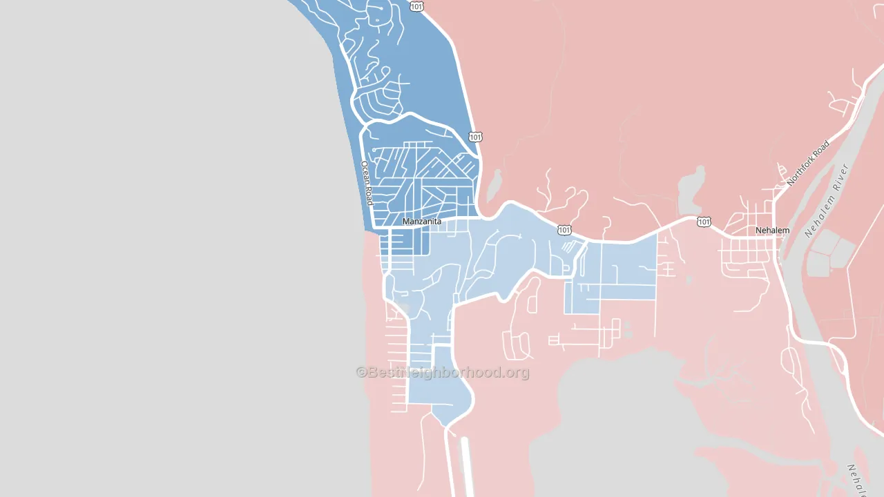 97130, OR block-group political-lean map