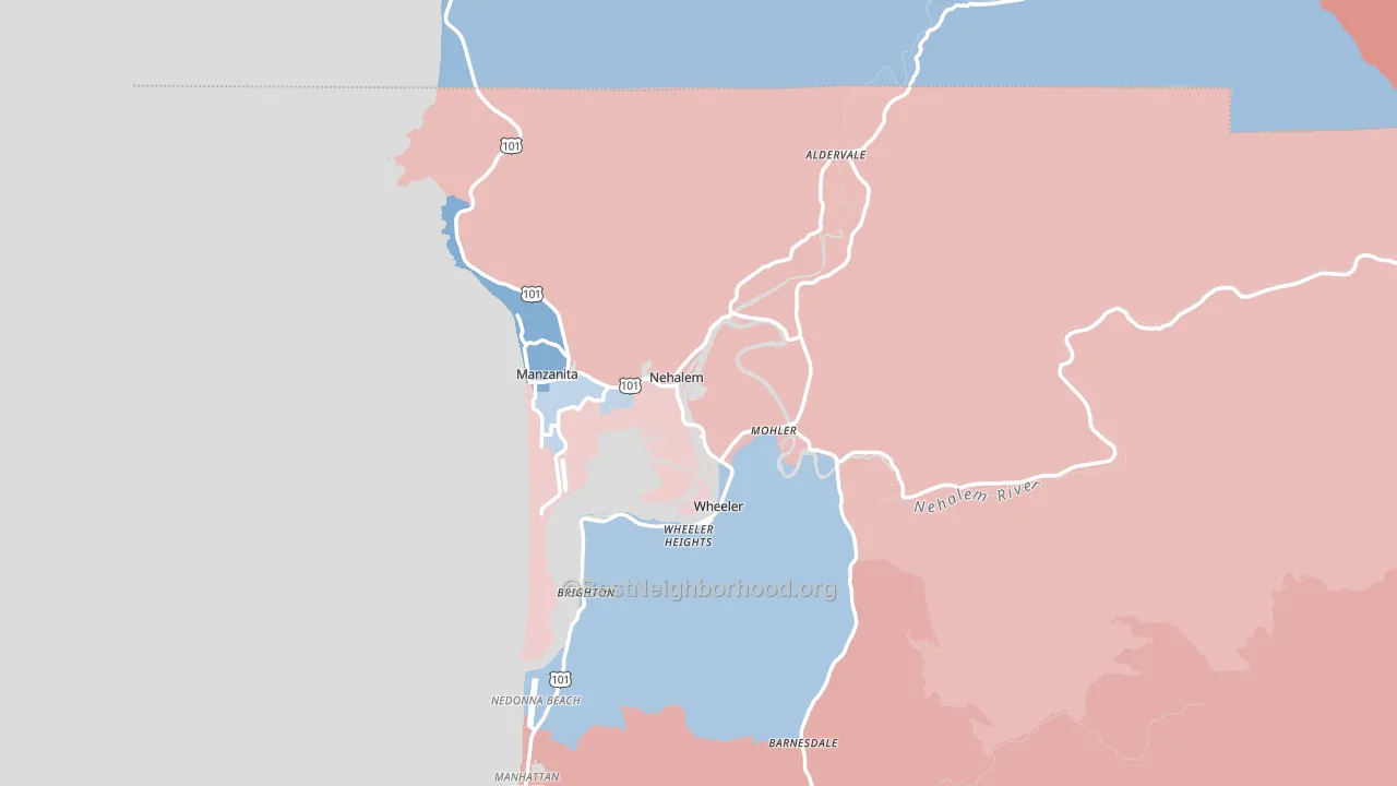 97131, OR block-group political-lean map
