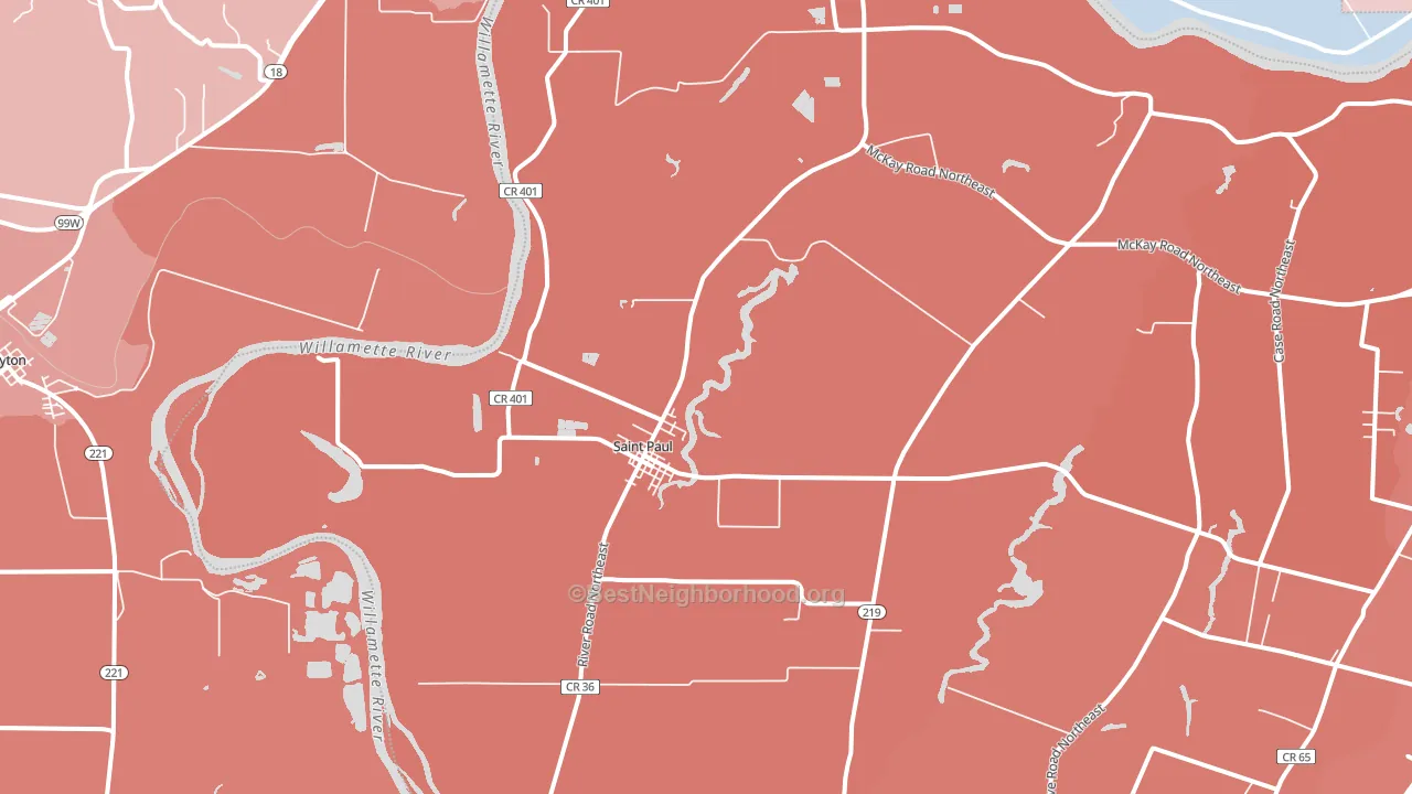 97137, OR block-group political-lean map
