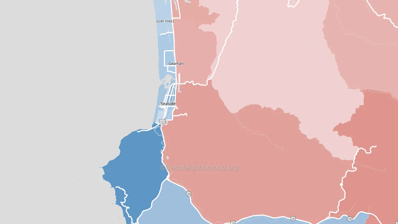 97138, OR block-group political-lean map