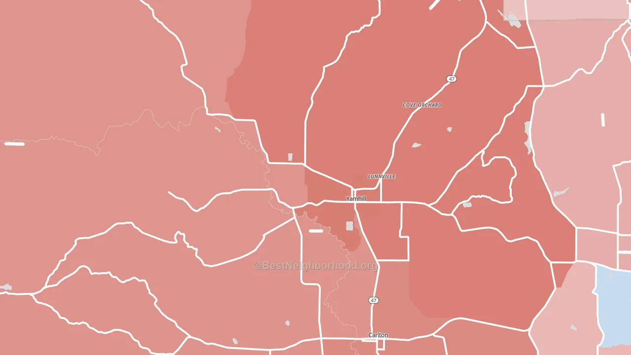 97148, OR block-group political-lean map
