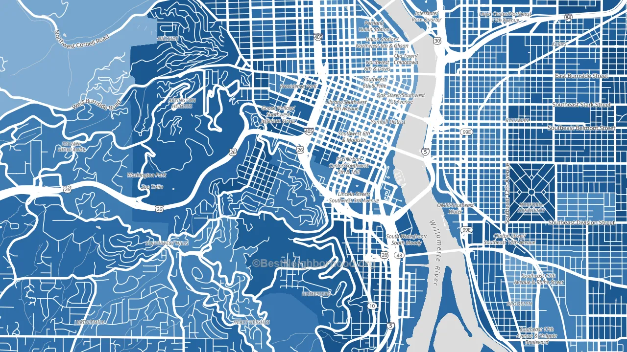 97201, OR block-group political-lean map
