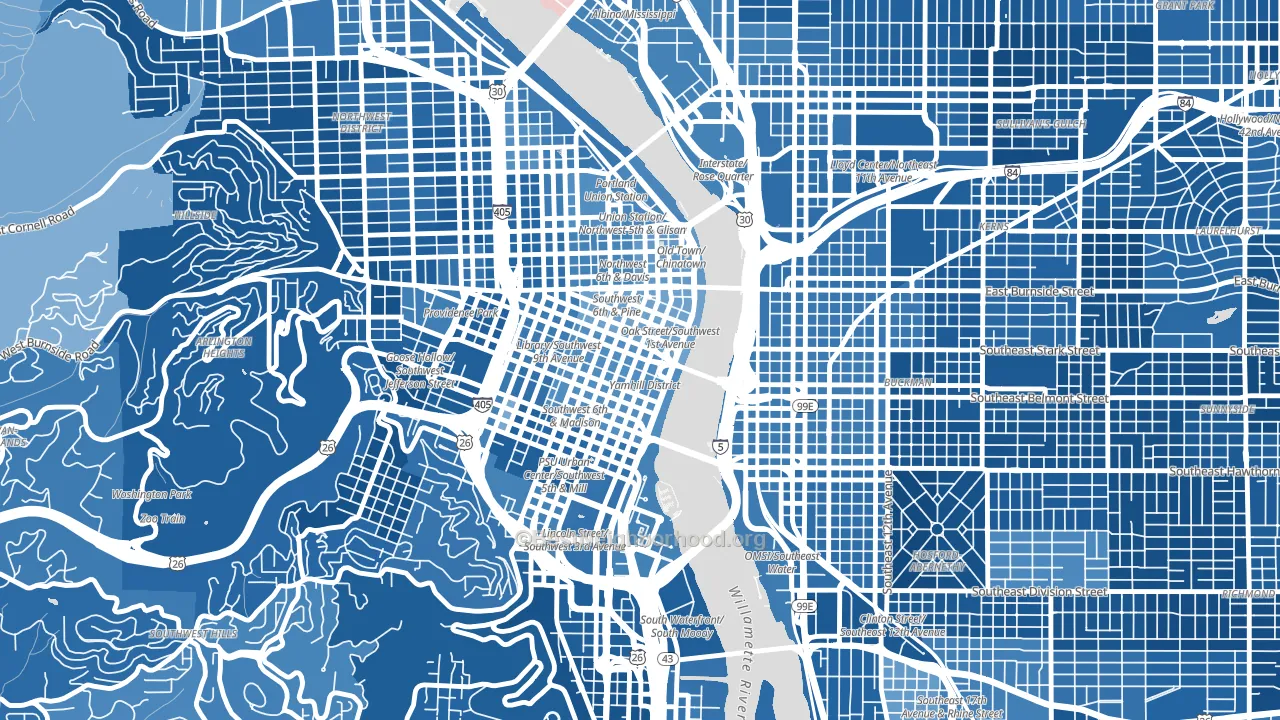 97204, OR block-group political-lean map