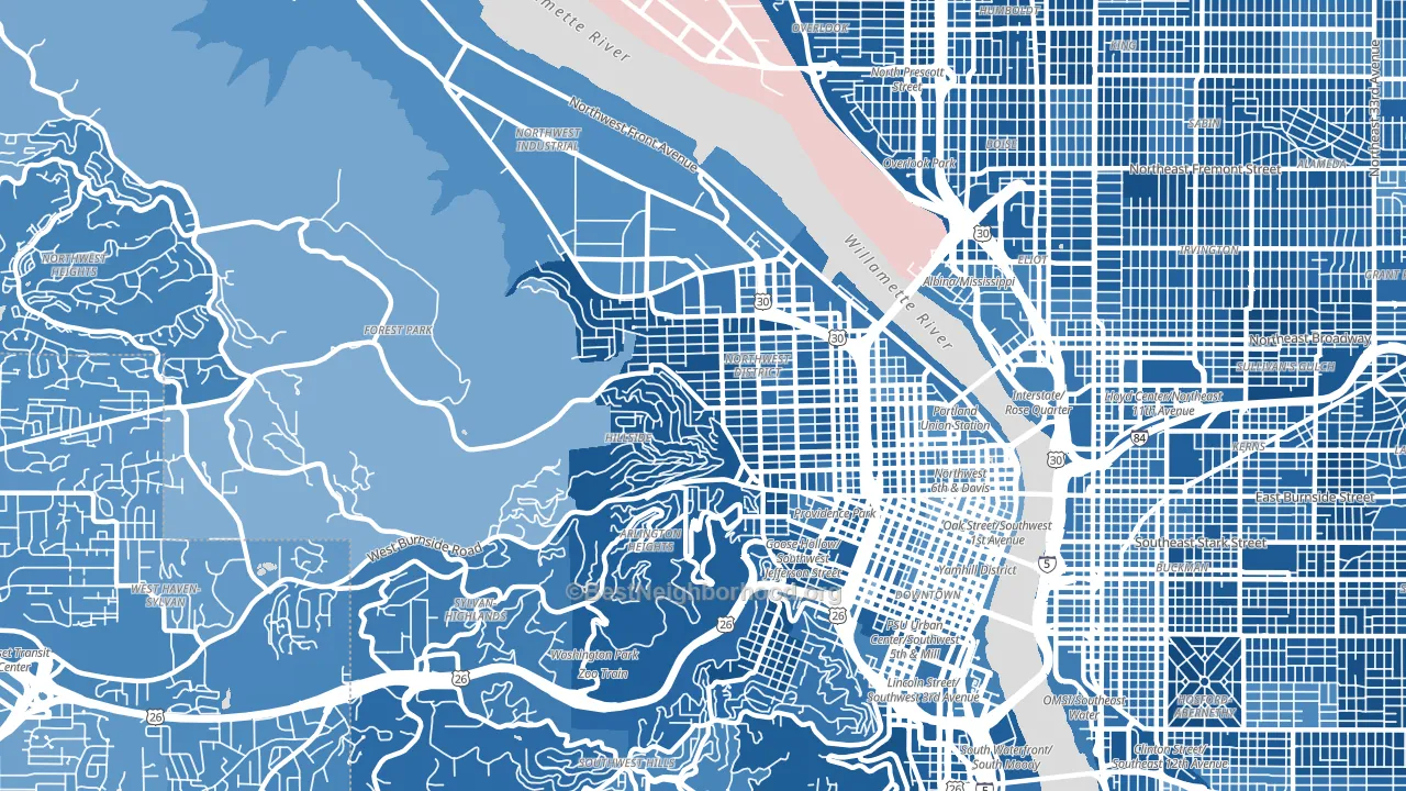 97210, OR block-group political-lean map