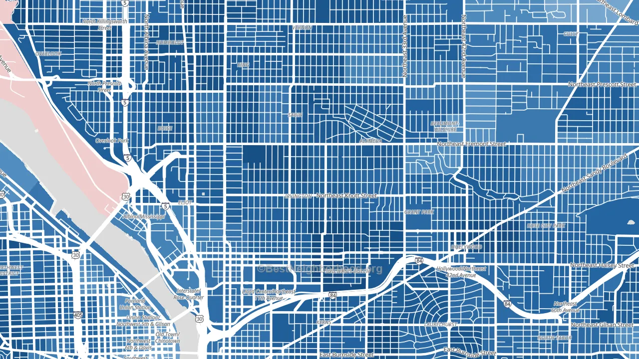 97212, OR block-group political-lean map