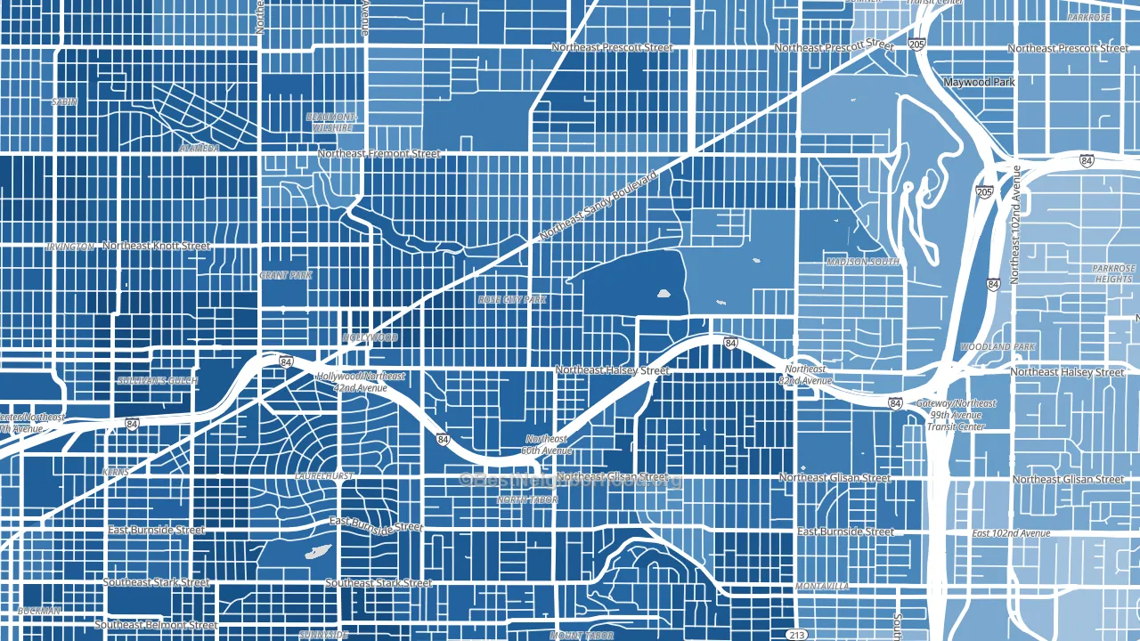 97213, OR block-group political-lean map