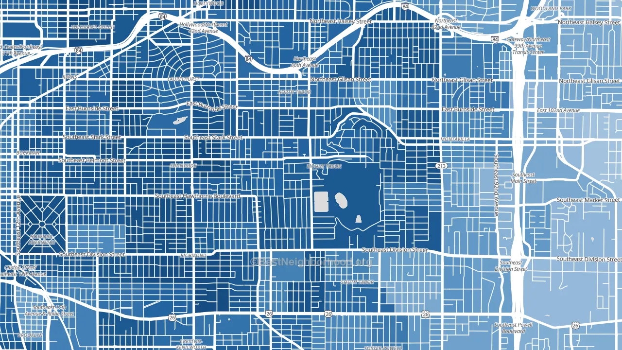 97215, OR block-group political-lean map