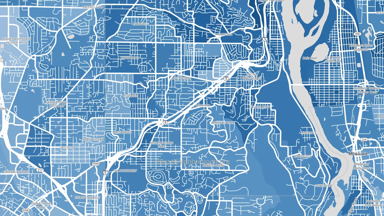 97219, OR block-group political-lean map