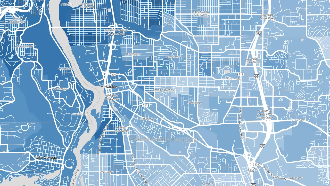 97222, OR block-group political-lean map