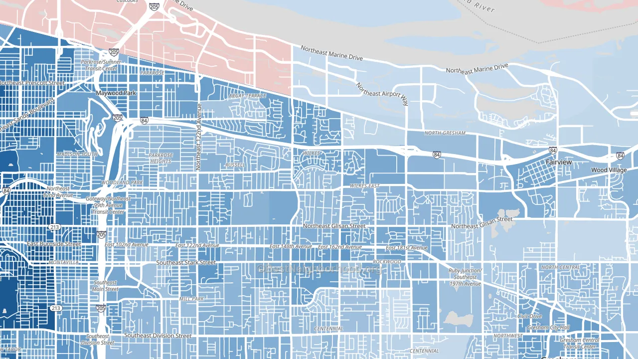 97230, OR block-group political-lean map