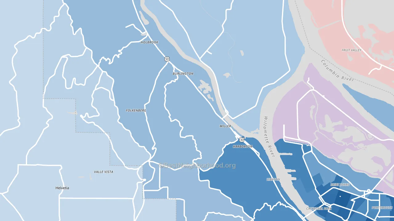 97231, OR block-group political-lean map