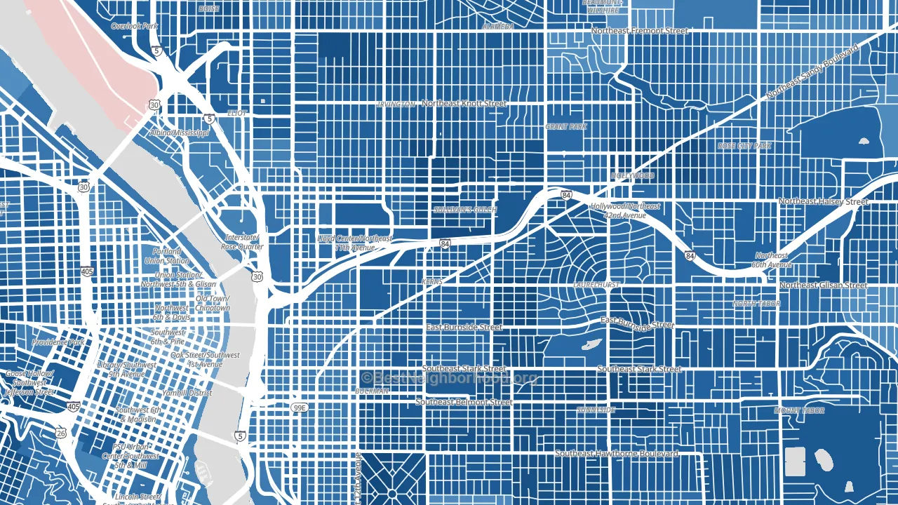 97232, OR block-group political-lean map