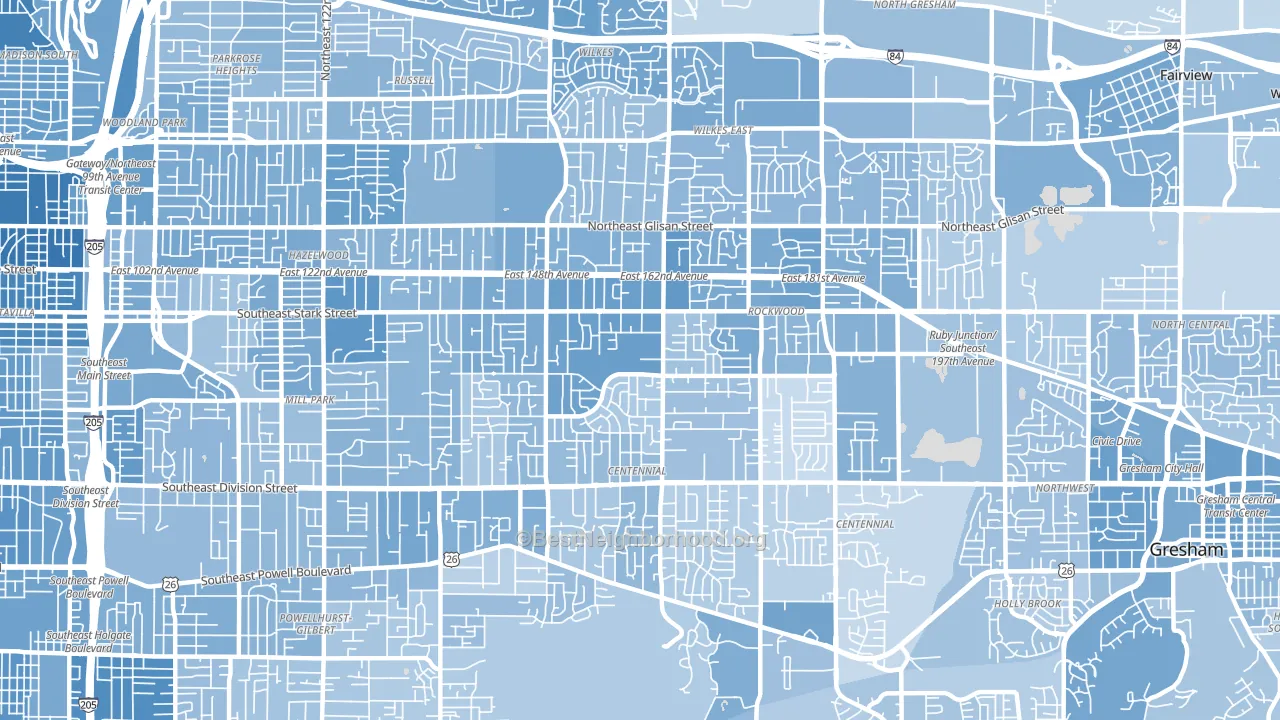 97233, OR block-group political-lean map