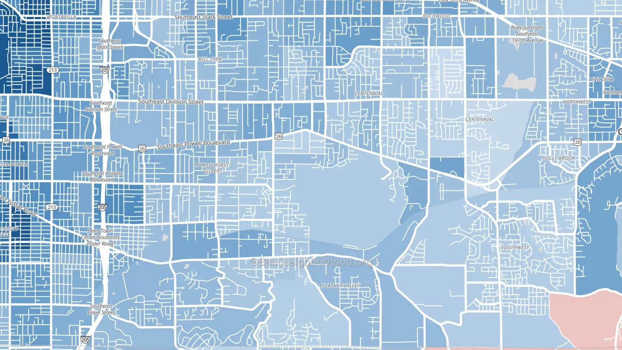 97236, OR block-group political-lean map