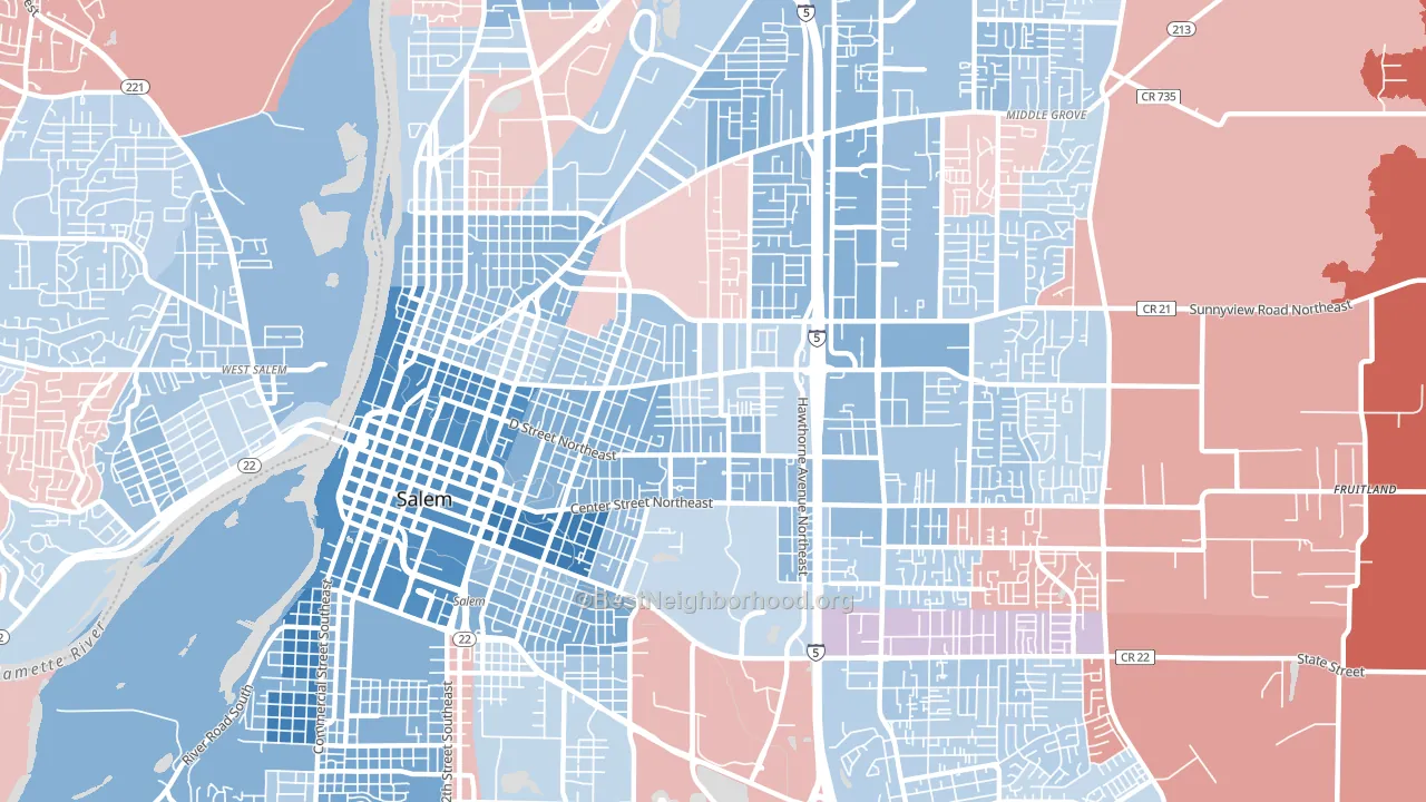 97301, OR block-group political-lean map