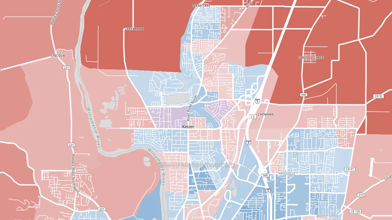 97303, OR block-group political-lean map