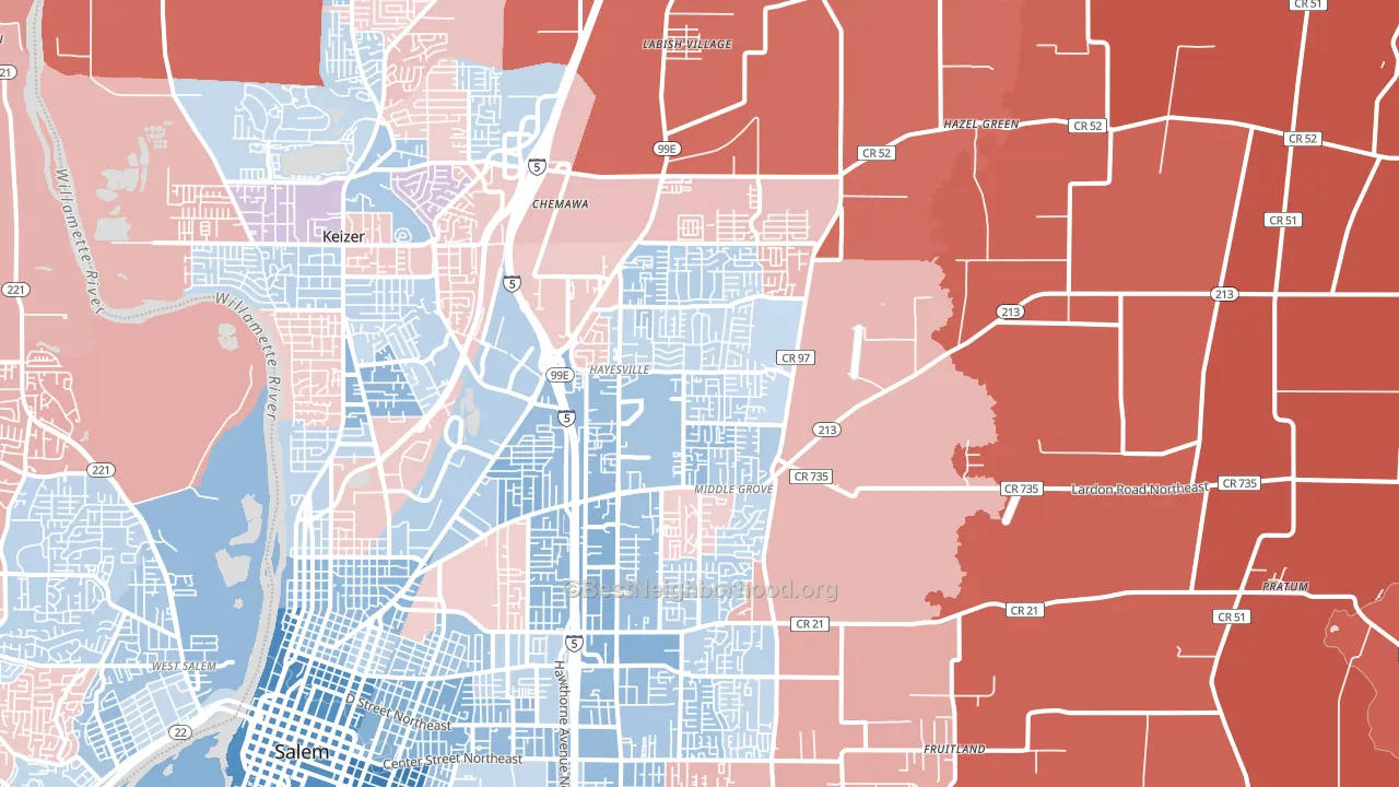 97305, OR block-group political-lean map