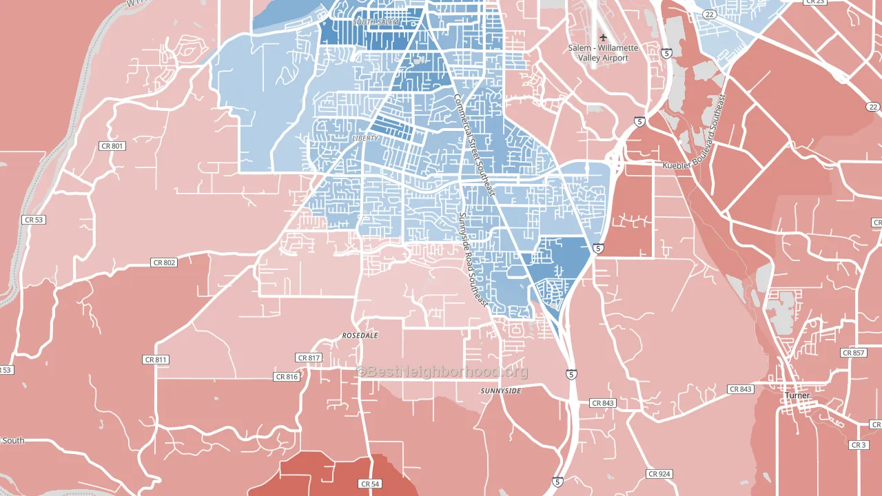 97306, OR block-group political-lean map