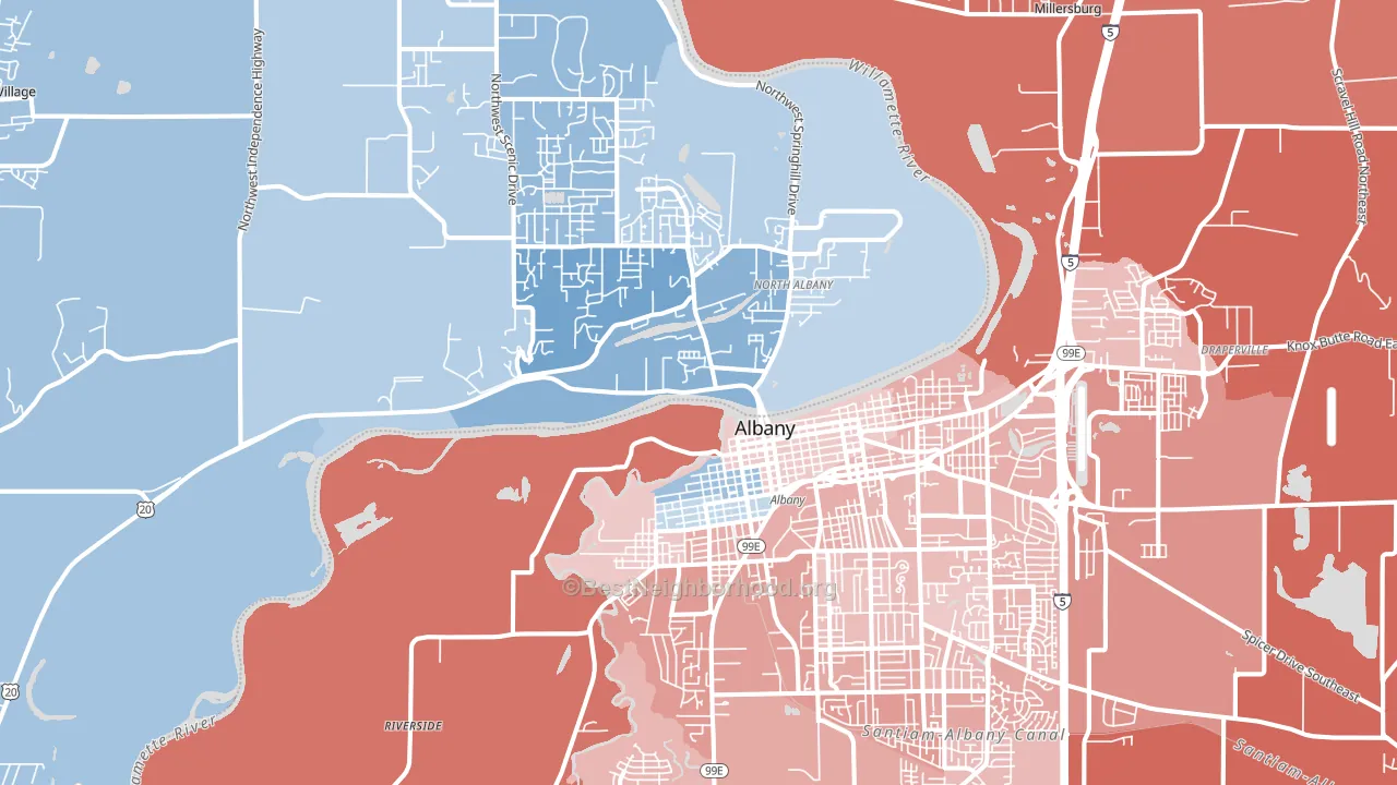 97321, OR block-group political-lean map