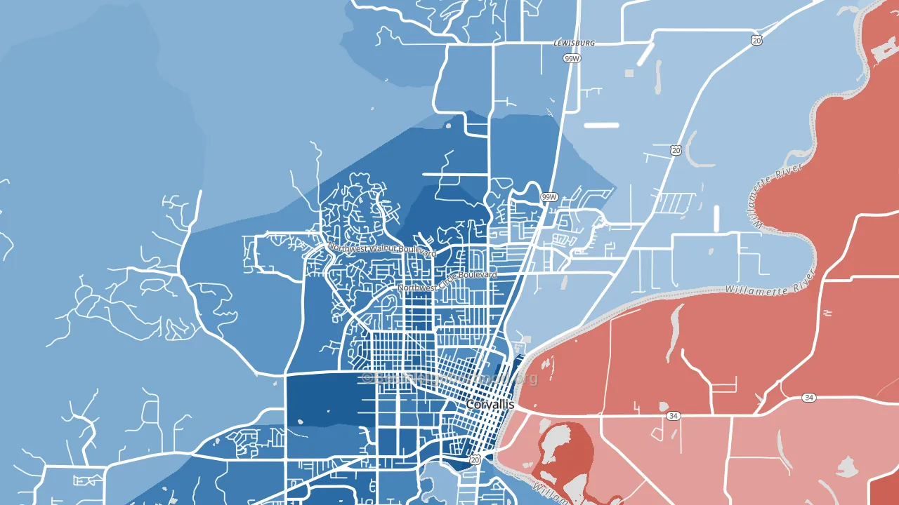 97330, OR block-group political-lean map