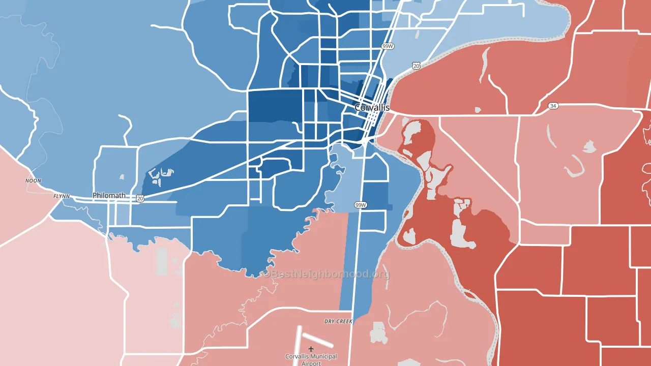 97333, OR block-group political-lean map