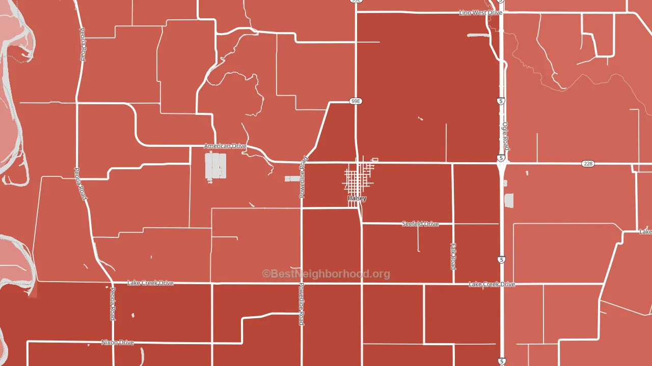 97348, OR block-group political-lean map