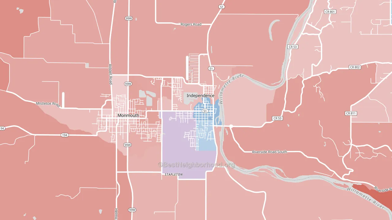 97351, OR block-group political-lean map