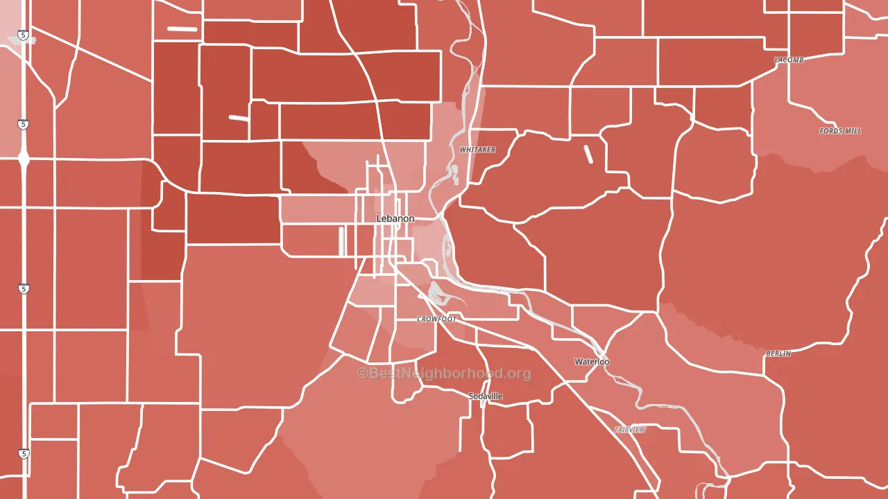 97355, OR block-group political-lean map