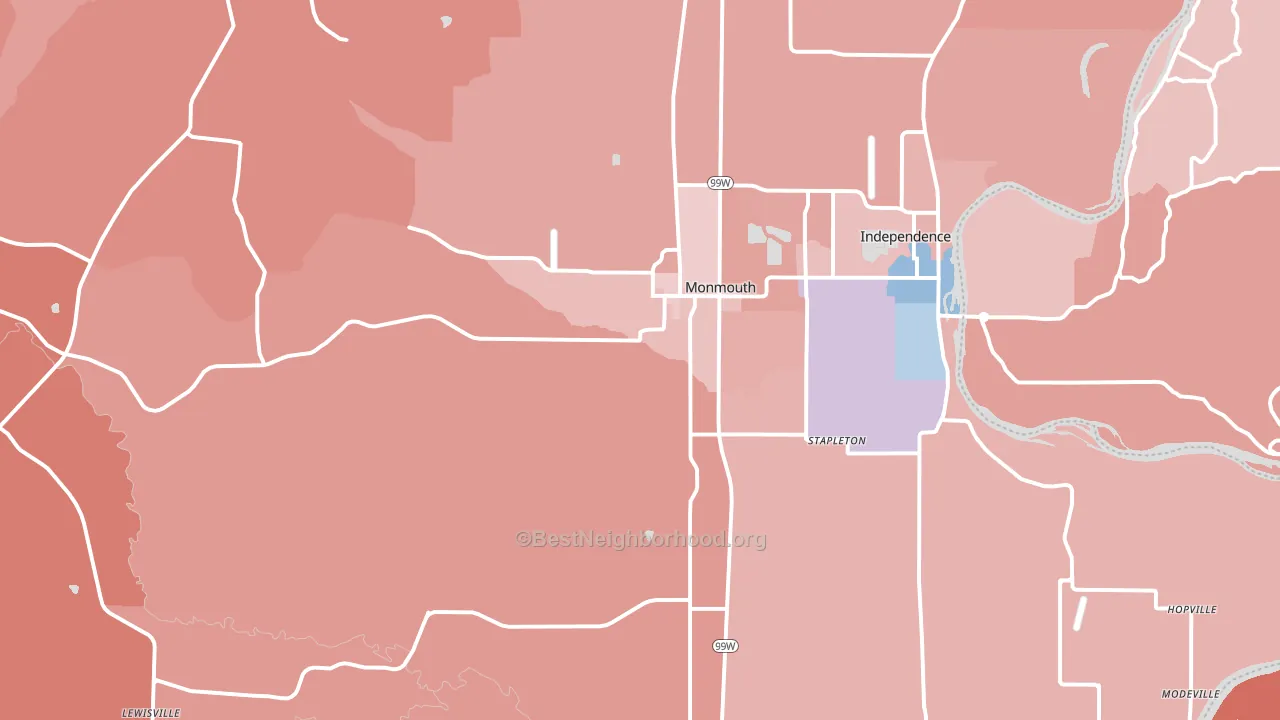 97361, OR block-group political-lean map