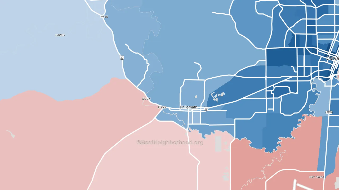97370, OR block-group political-lean map