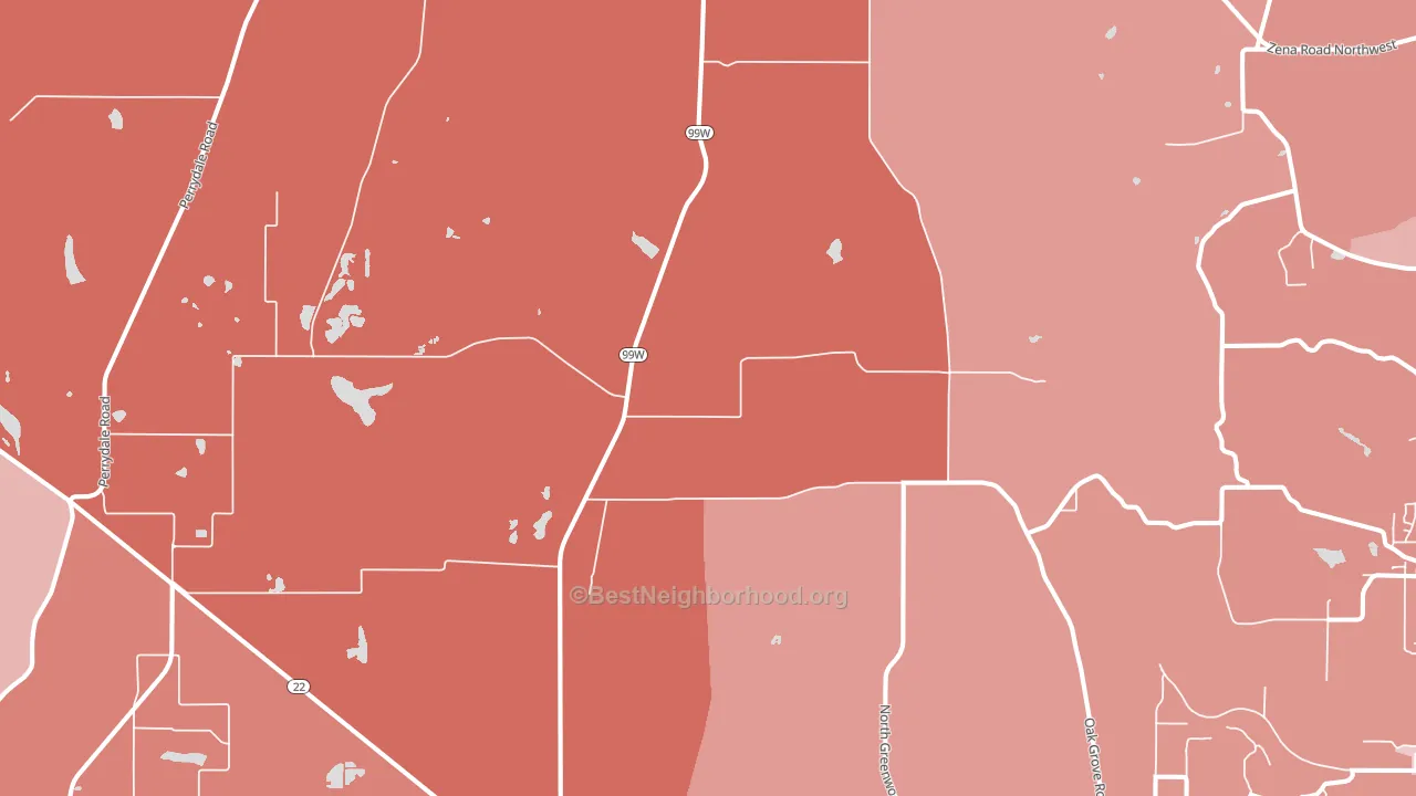 97371, OR block-group political-lean map