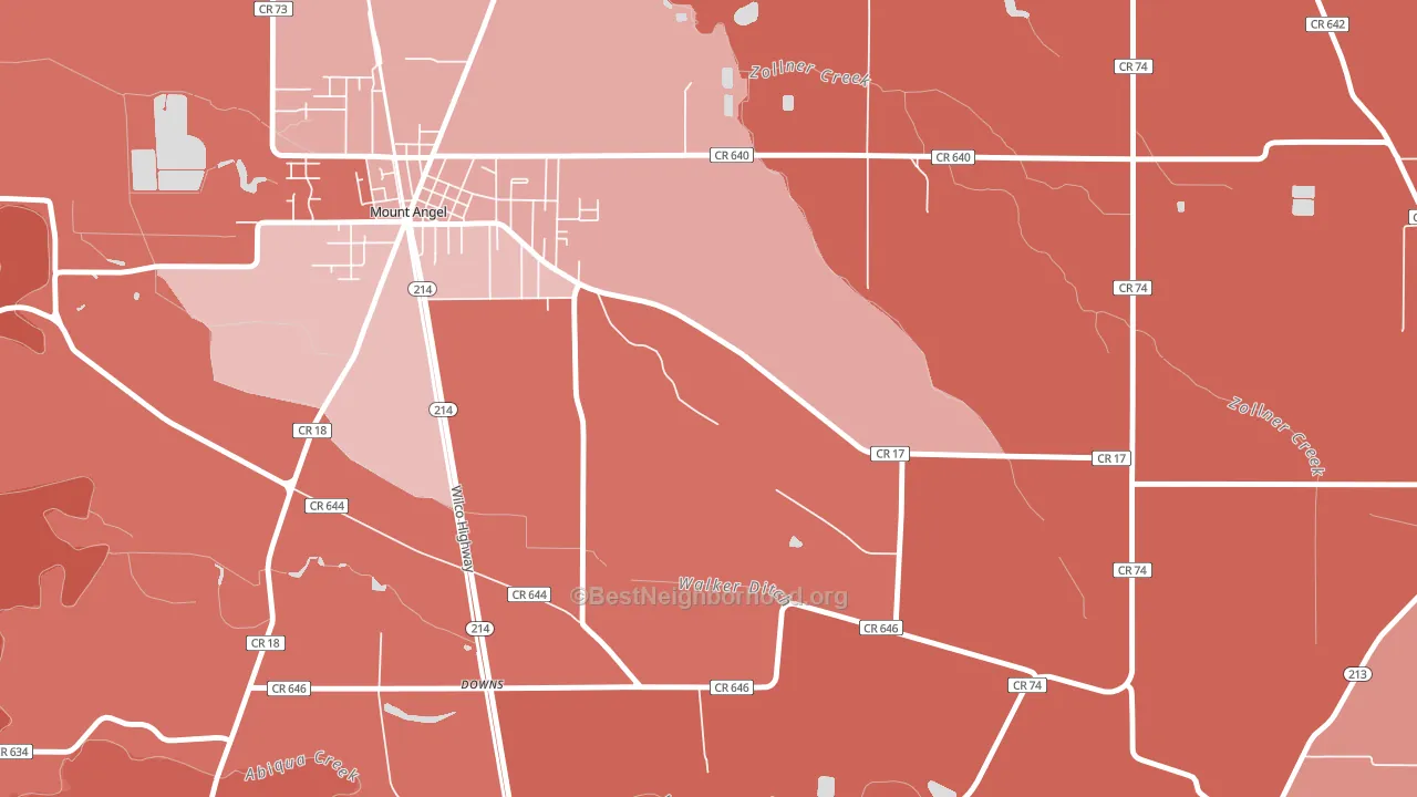 97373, OR block-group political-lean map
