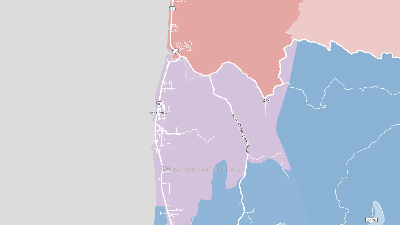 97376, OR block-group political-lean map