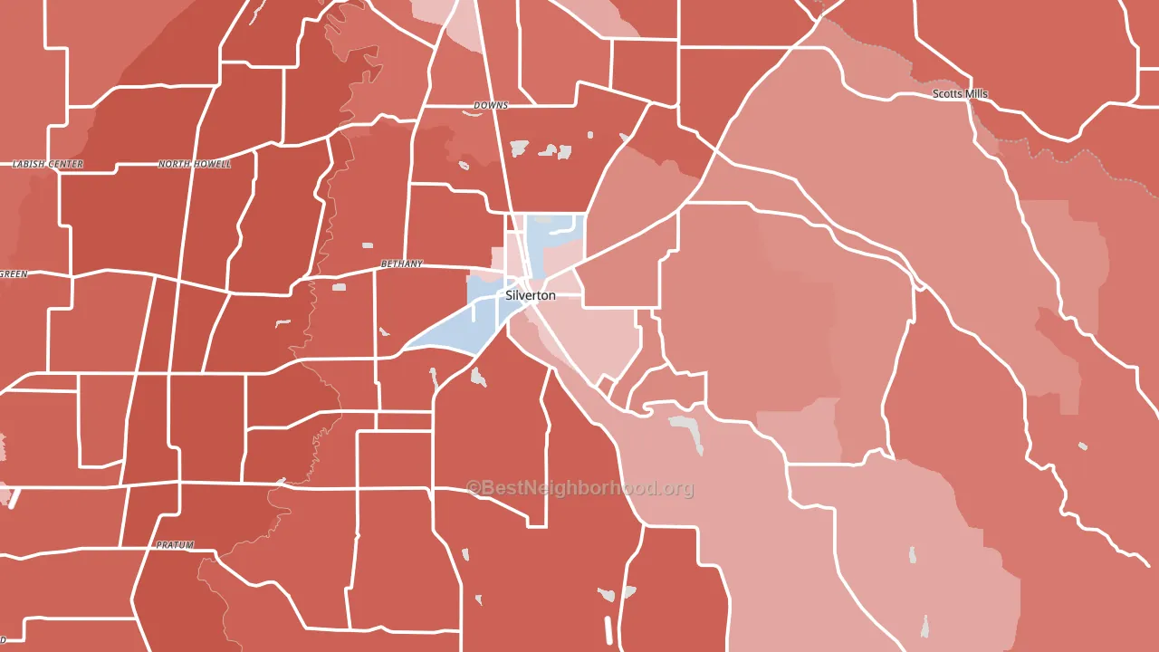 97381, OR block-group political-lean map