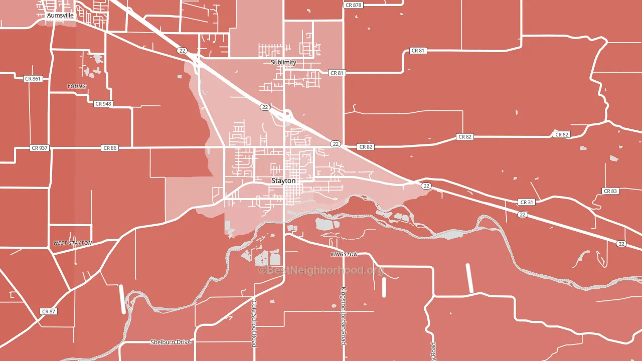 97383, OR block-group political-lean map