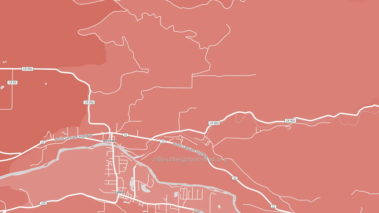 97384, OR block-group political-lean map