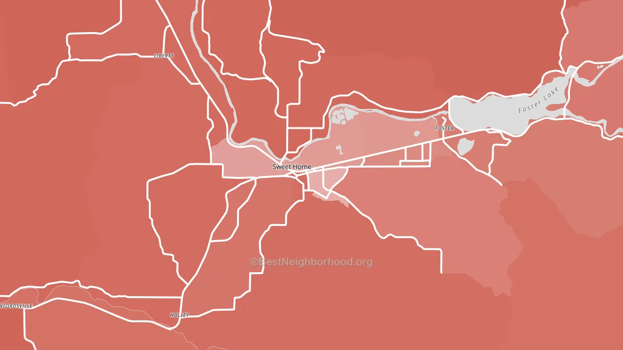 97386, OR block-group political-lean map