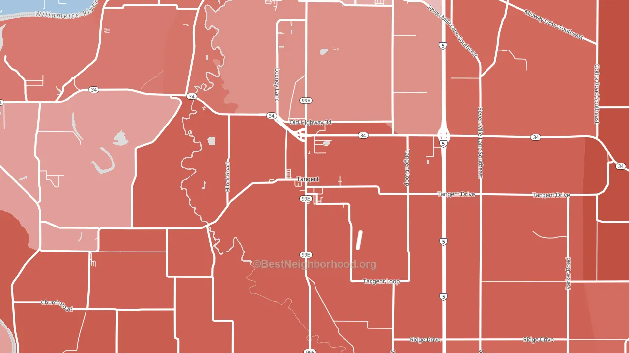 97389, OR block-group political-lean map