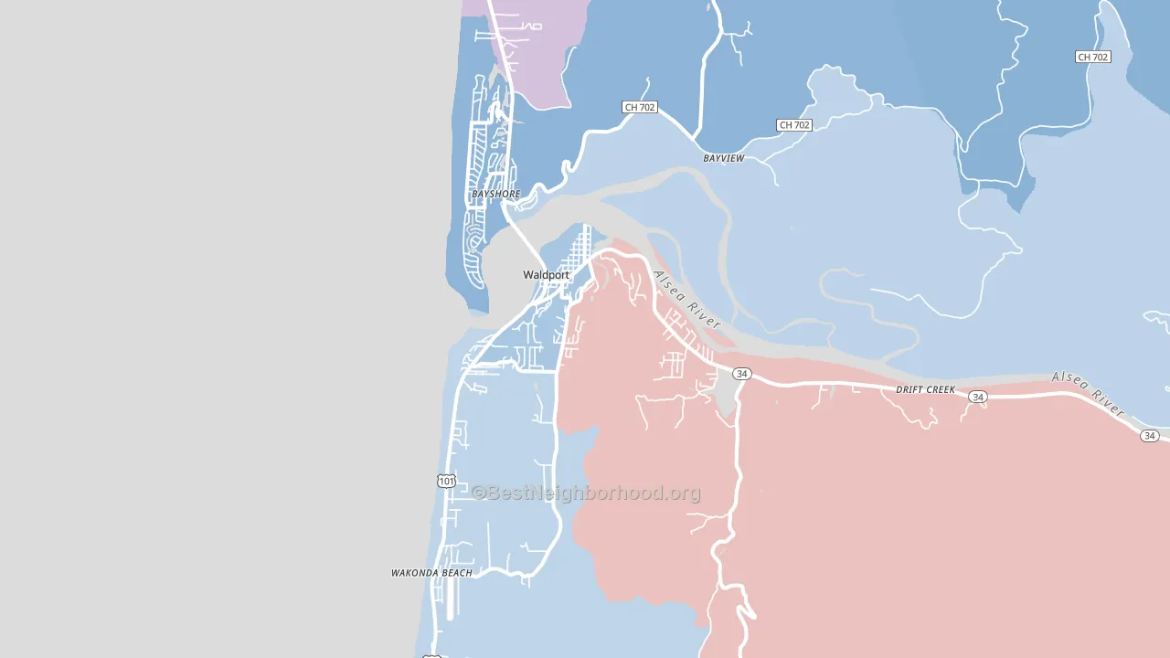 97394, OR block-group political-lean map